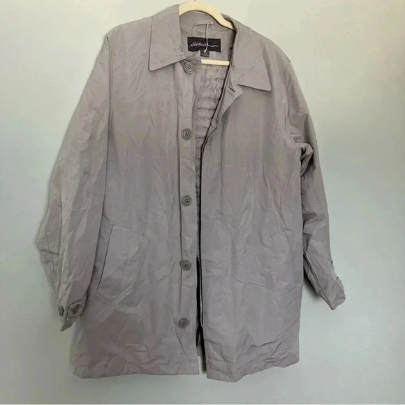 NWOT Eddie Bauer light grey down liner plaid lining jacket - Picture 8 of 11